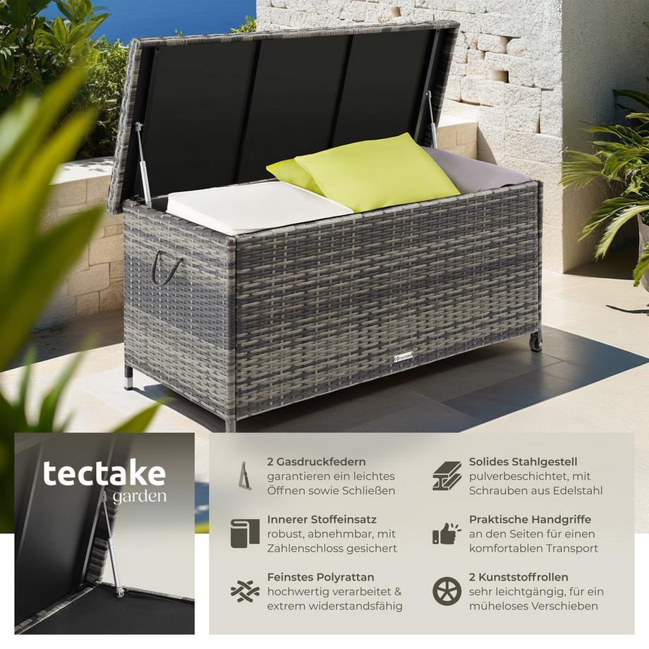 Tectake Box contenitore  Kiruna 270 l, con intreccio in rattan  