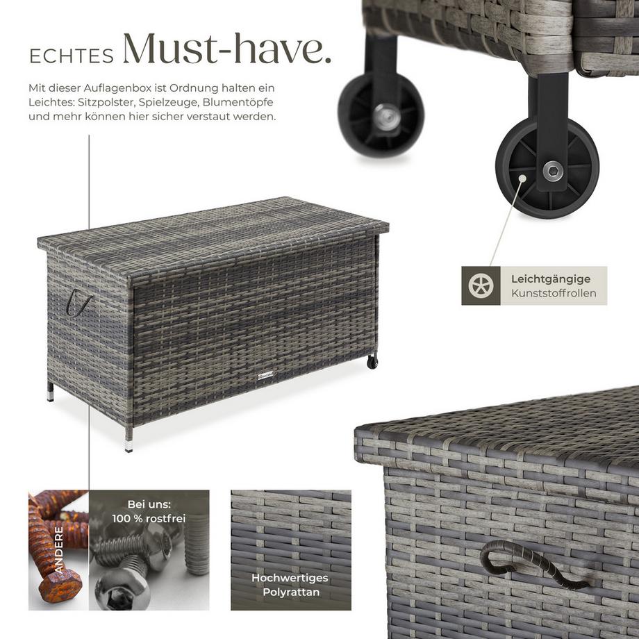 Tectake Box contenitore  Kiruna 270 l, con intreccio in rattan  