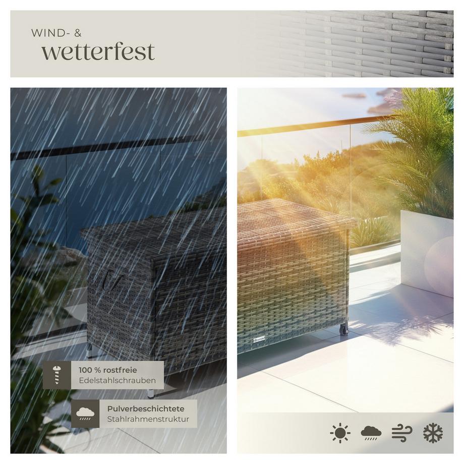 Tectake Box contenitore  Kiruna 270 l, con intreccio in rattan  