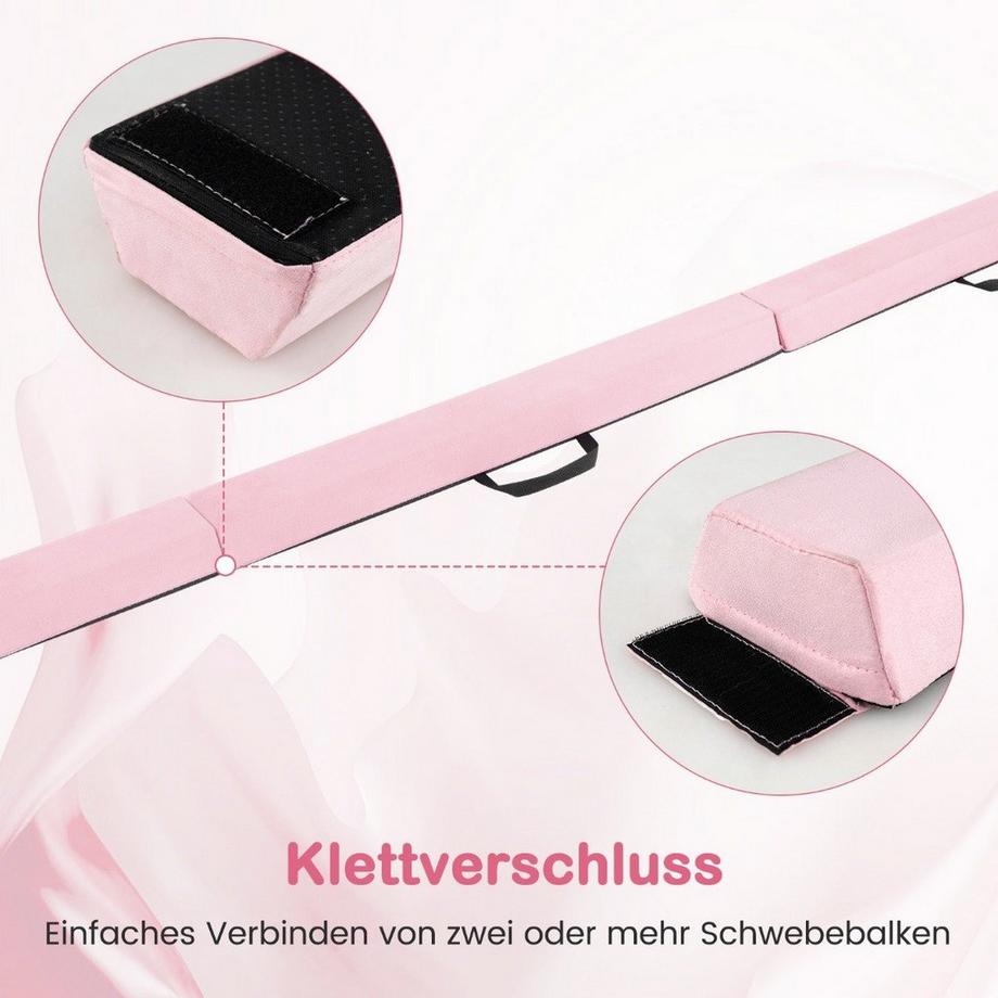 Northix  210 cm Schwebebalken Gymnastikbalken klappbar Turnbalken rutschfest Balance Beam bis 73 kg Rosa 