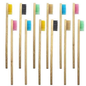 10 spazzolini da denti, bambù - colori misti