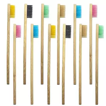 10x Zahnbürste, Bambus - Gemischte Farben