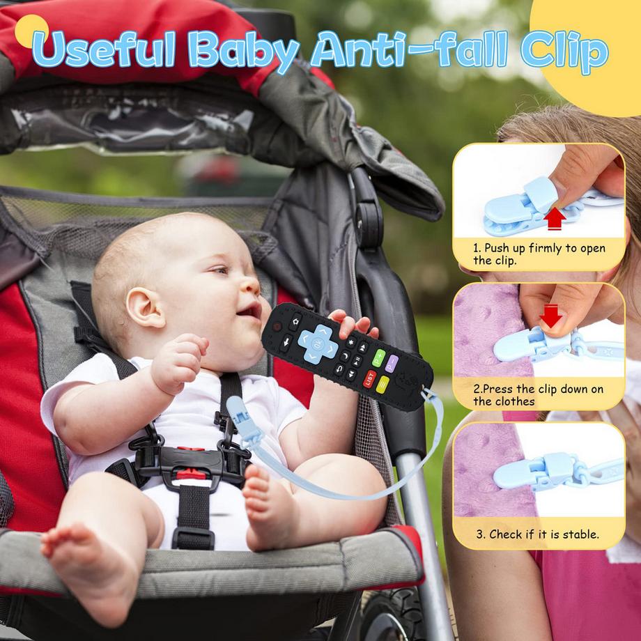 Activity-board  Baby Beißspielzeug, 3 Stück Baby-Fernbedienung Beißring, Silikon Beißhilfe Baby BPA-frei mit Baby 