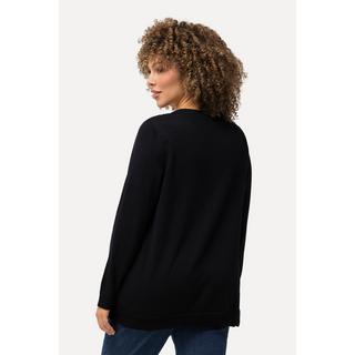 Ulla Popken  Pull col en V et manches longues, maille fine et confortable 