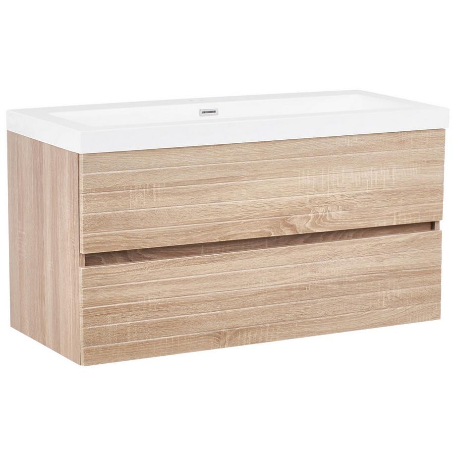 Beliani Wandmontierter Waschtischunterschrank mit Waschbecken aus MDF-Platte Modern URUCU  