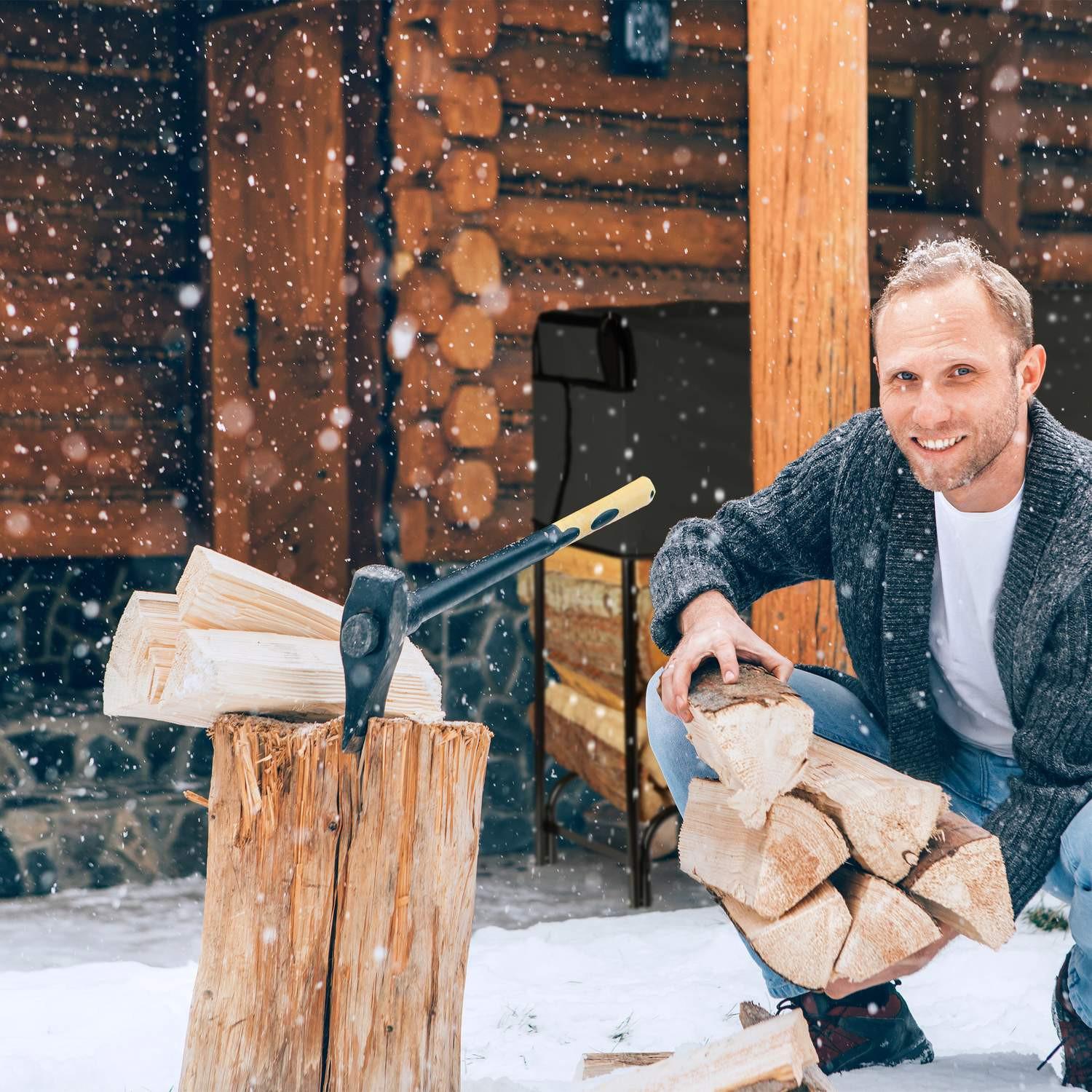 Northix Großes Brennholzregal aus Metall mit Abdeckung  