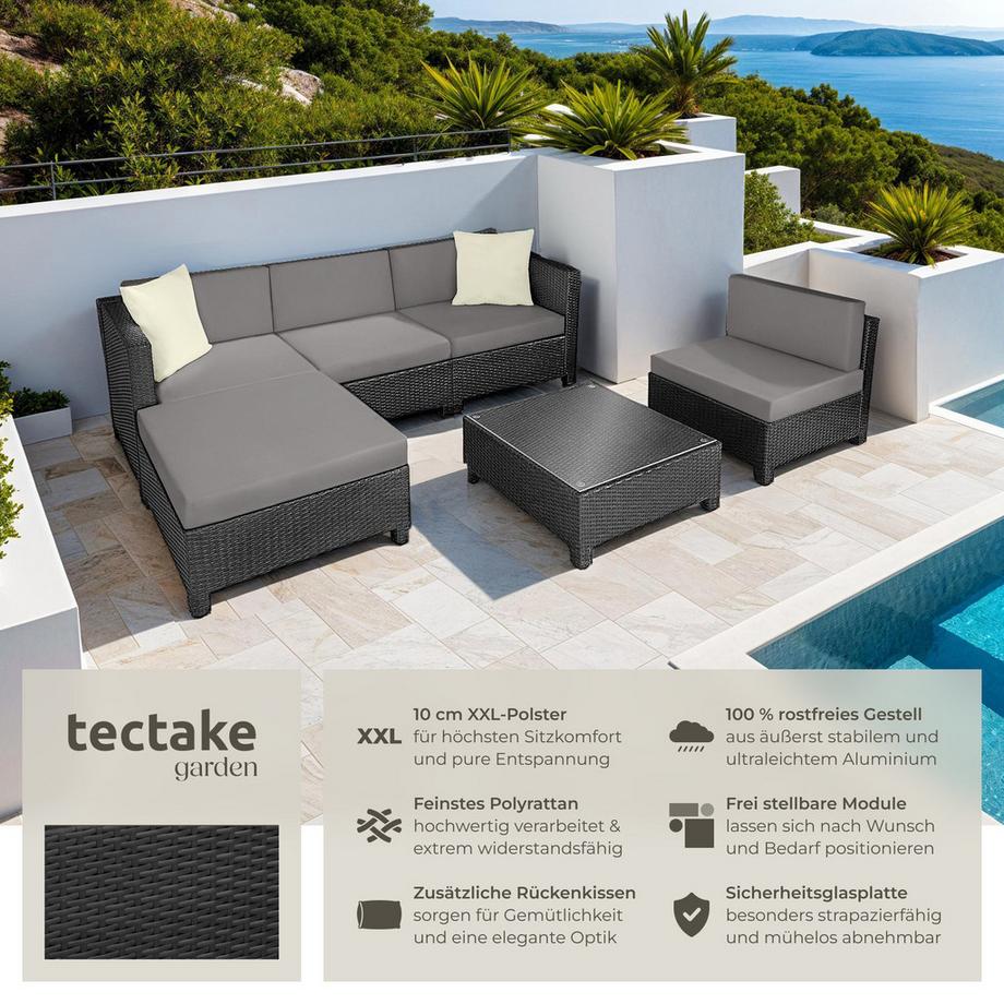 Tectake Canapé de jardin lounge en rotin  avec cadre en aluminium  