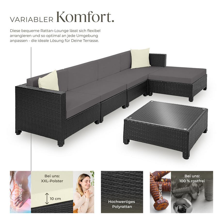 Tectake Canapé de jardin lounge en rotin  avec cadre en aluminium  