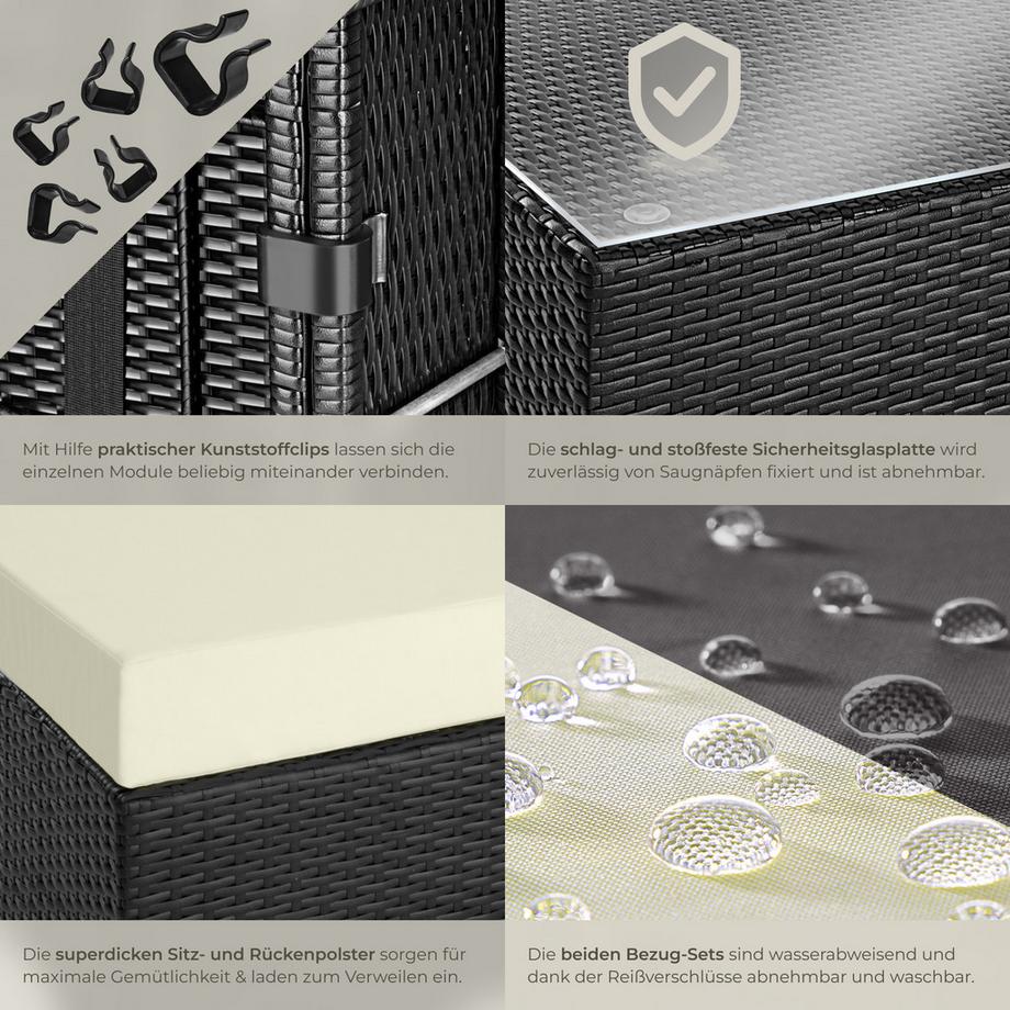 Tectake Canapé de jardin lounge en rotin  avec cadre en aluminium  