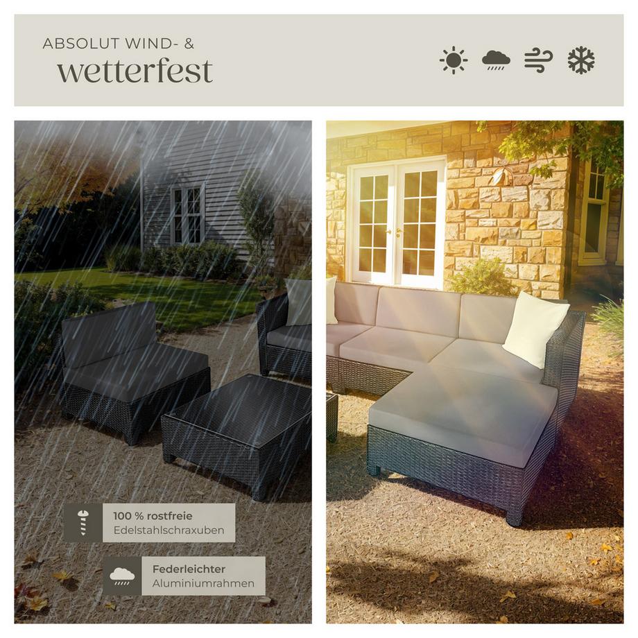 Tectake Canapé de jardin lounge en rotin  avec cadre en aluminium  