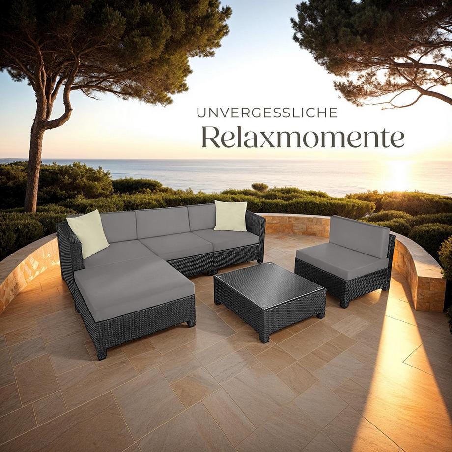 Tectake Canapé de jardin lounge en rotin  avec cadre en aluminium  