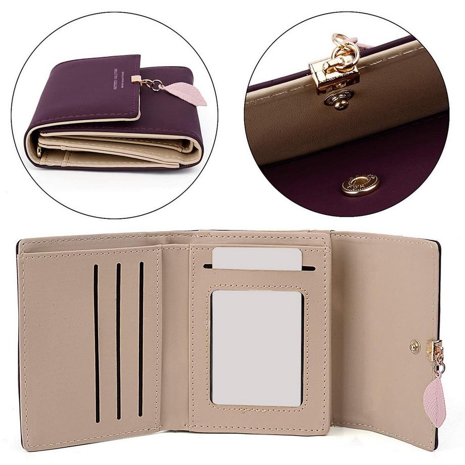 Only-bags.store Portafoglio piccolo in similpelle liscia morbida con molti scomparti  