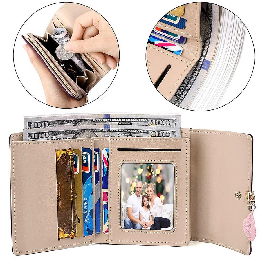 Only-bags.store Portafoglio piccolo in similpelle liscia morbida con molti scomparti  