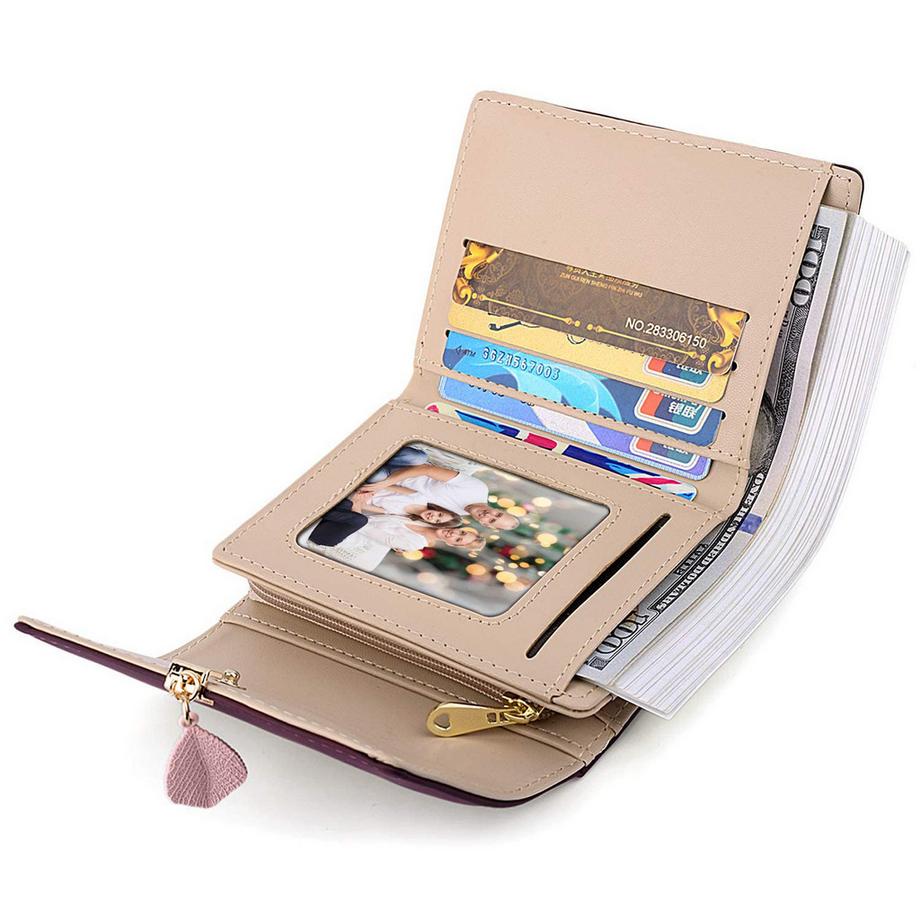 Only-bags.store Portafoglio piccolo in similpelle liscia morbida con molti scomparti  