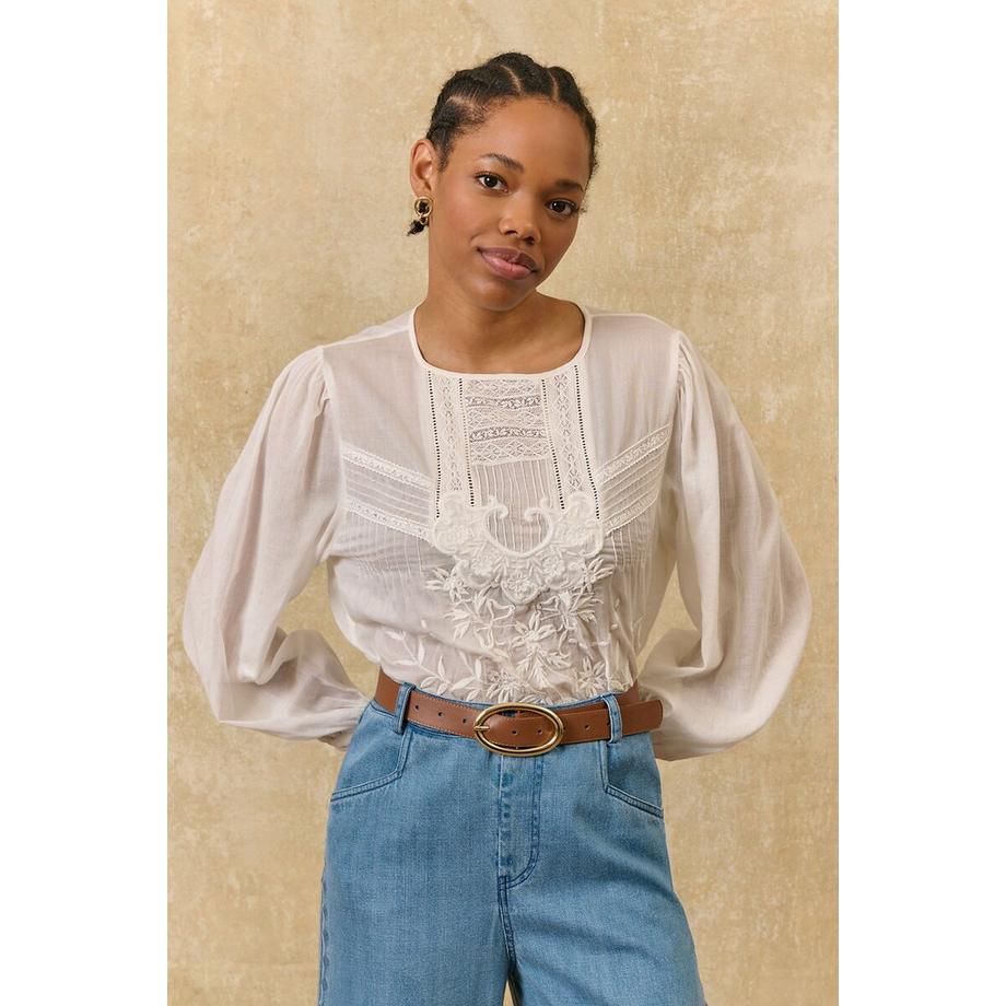 Bestickte Bluse mit langen Ärmeln