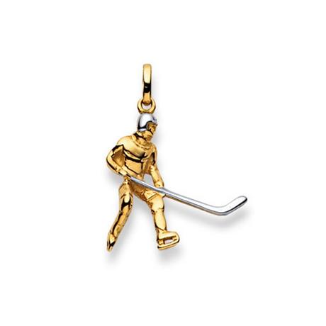 MUAU Schmuck  Pendentif Hockey sur glace Bicolore jaune/blanc or 750, 26x19mm 