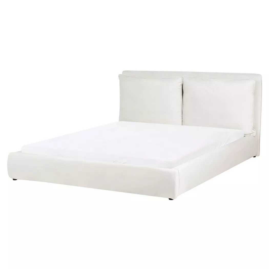 Beliani - Wasserbett aus Samtstoff  BAJONNA, Schneeweiss