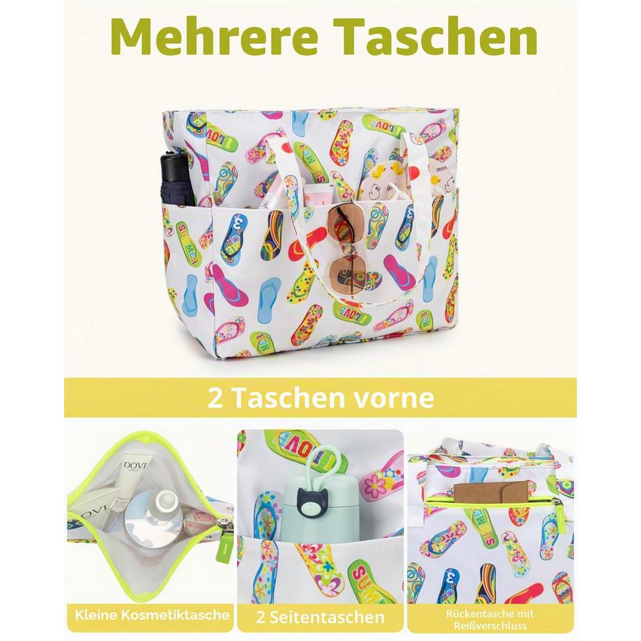 Only-bags.store Sac de plage avec fermeture éclair et compartiment humide grand sac de bain  