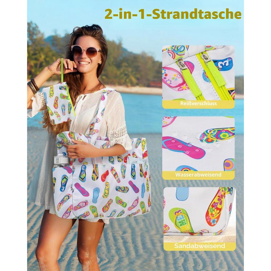 Only-bags.store Sac de plage avec fermeture éclair et compartiment humide grand sac de bain  