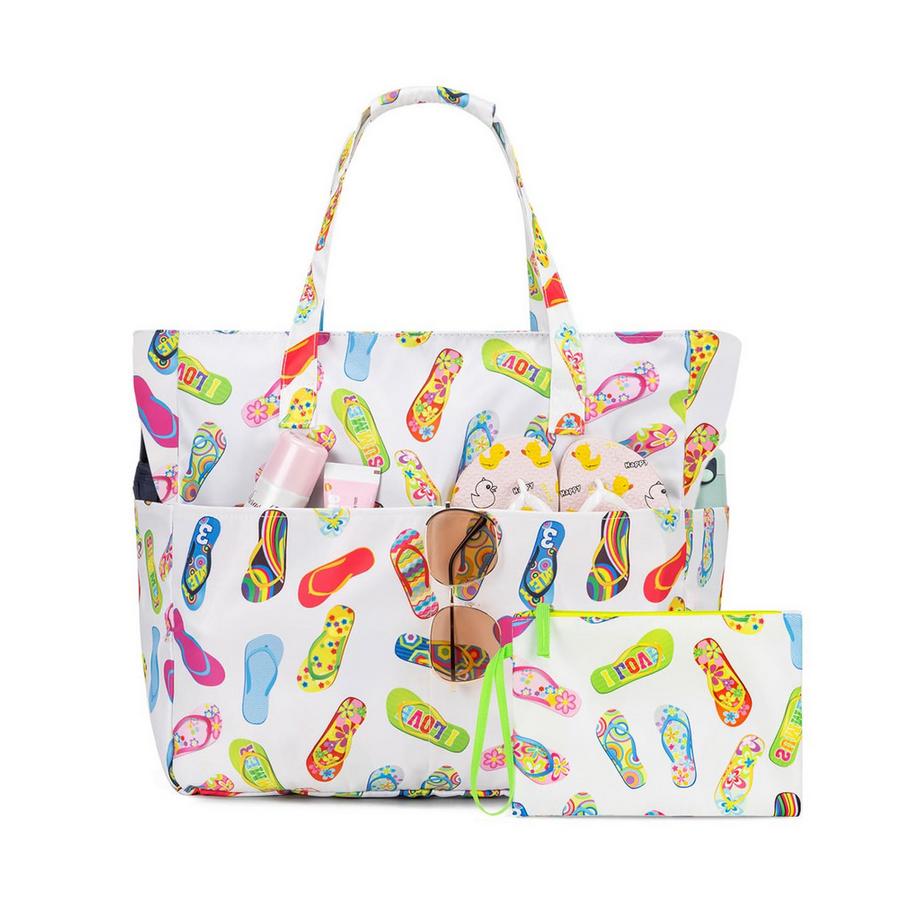 Sac de plage avec Fermeture Éclair et Compartiment humide Sac de bain Large Swimming