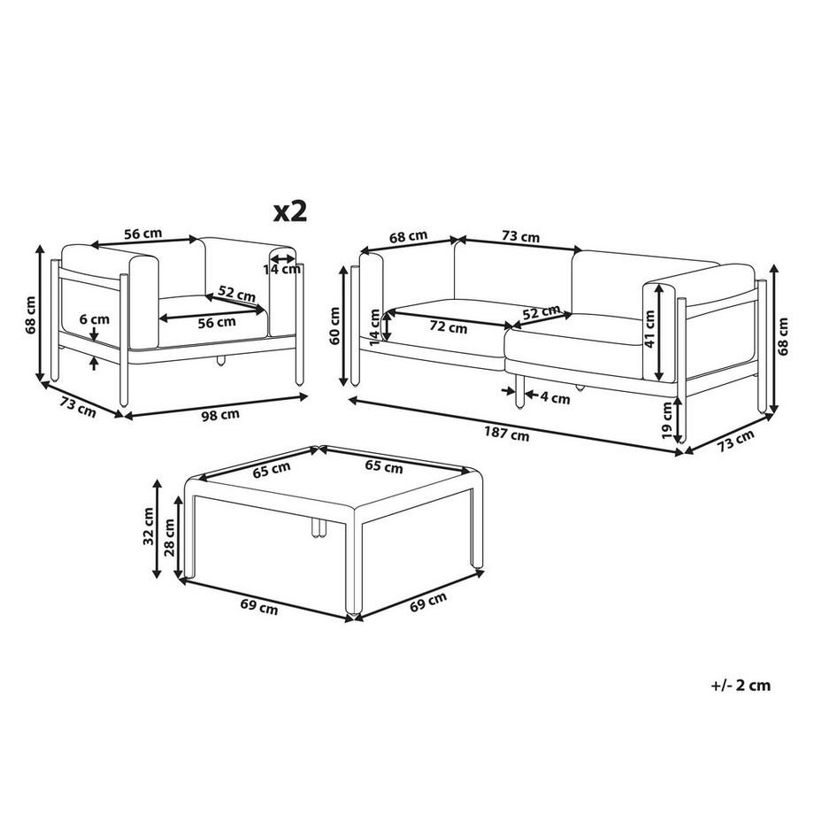 Beliani Set lounge pour jardin en Matière synthétique Moderne FERRETTI  