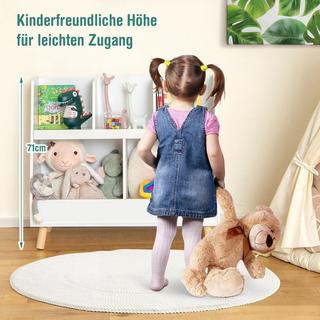 Northix Kinderregal mit 5 offenen Fächern Bücherregal Kinder Kinderzimmerregal mit Massivholzbeinen Weiß  