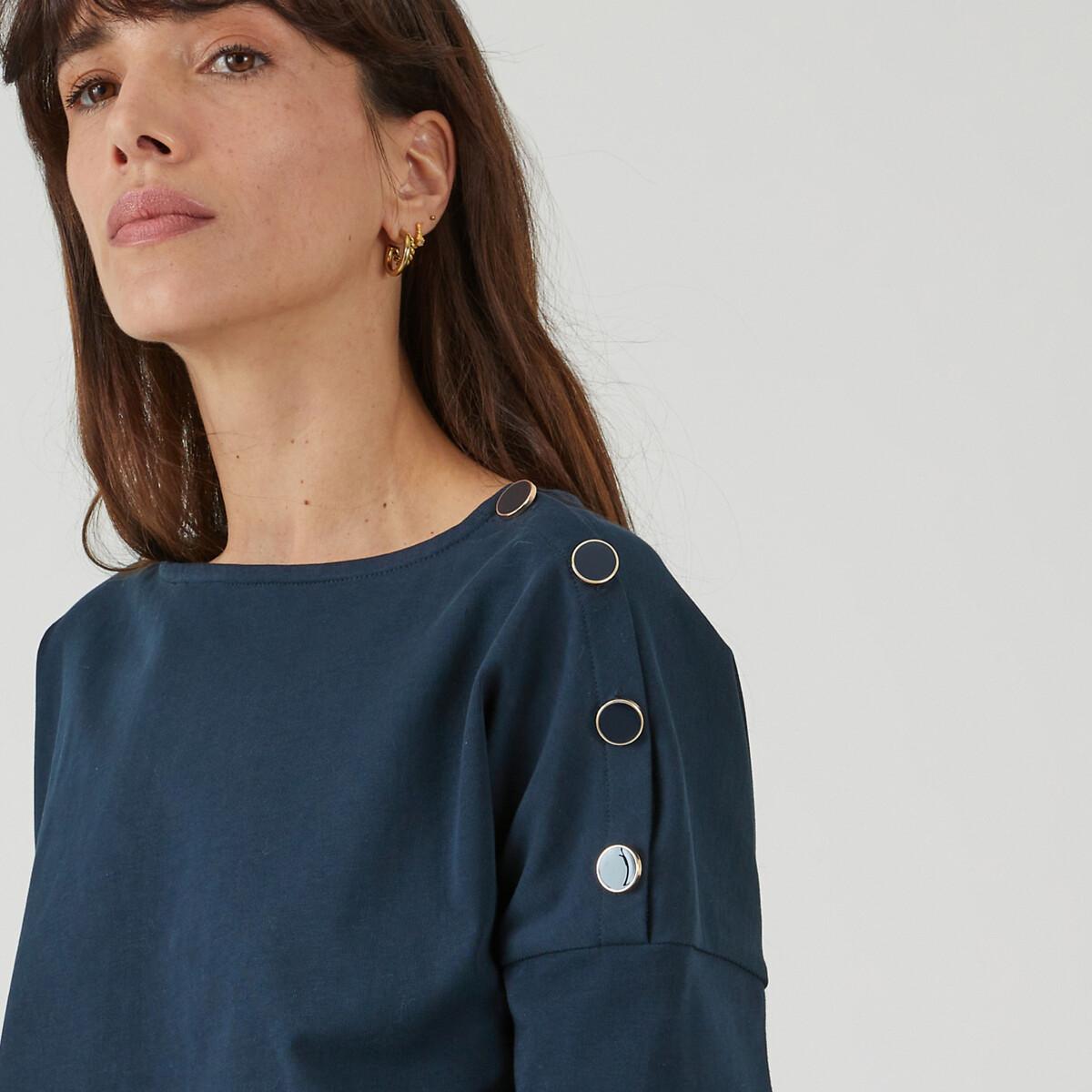 Image of T-shirt Mit U-boot-ausschnitt Signature Damen Blau L