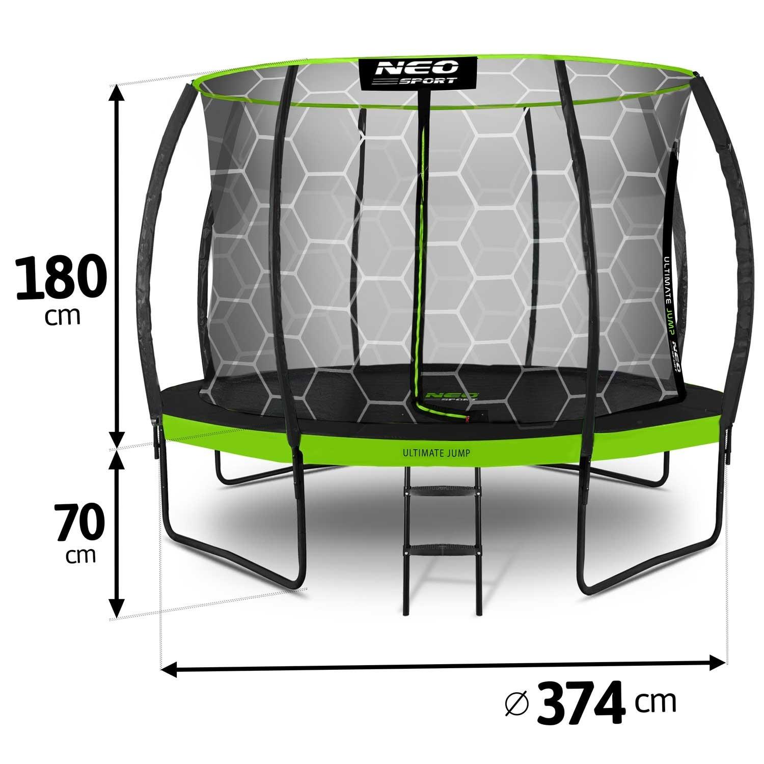 B2X Trampolino da giardino, 374 cm con rete protettiva interna di Neo-Sport  