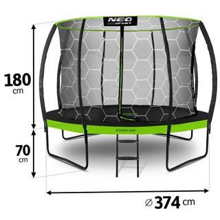 B2X Trampolino da giardino, 374 cm con rete protettiva interna di Neo-Sport  