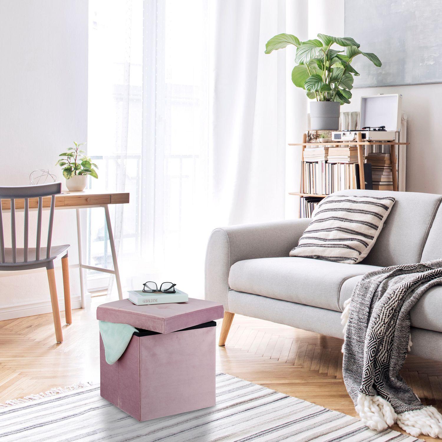 B2X Tabouret en velours rose  