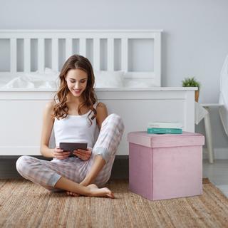 B2X Tabouret en velours rose  