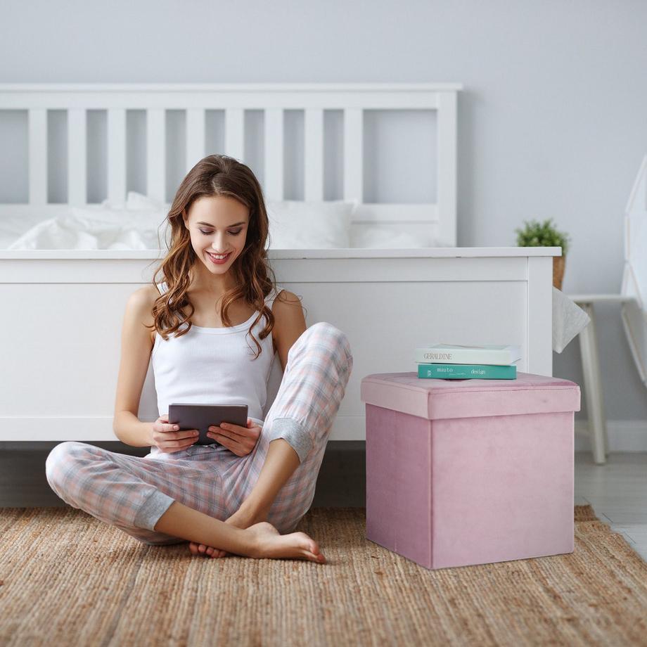 B2X Hocker aus rosa Samt  