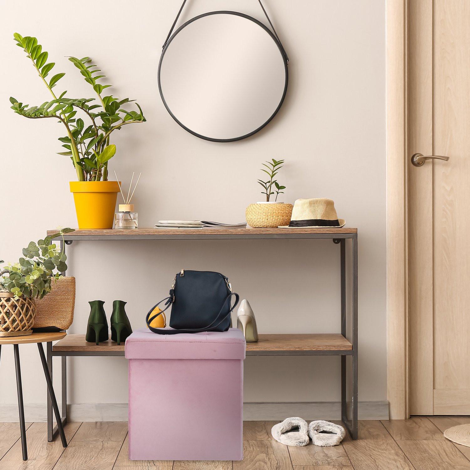 B2X Tabouret en velours rose  