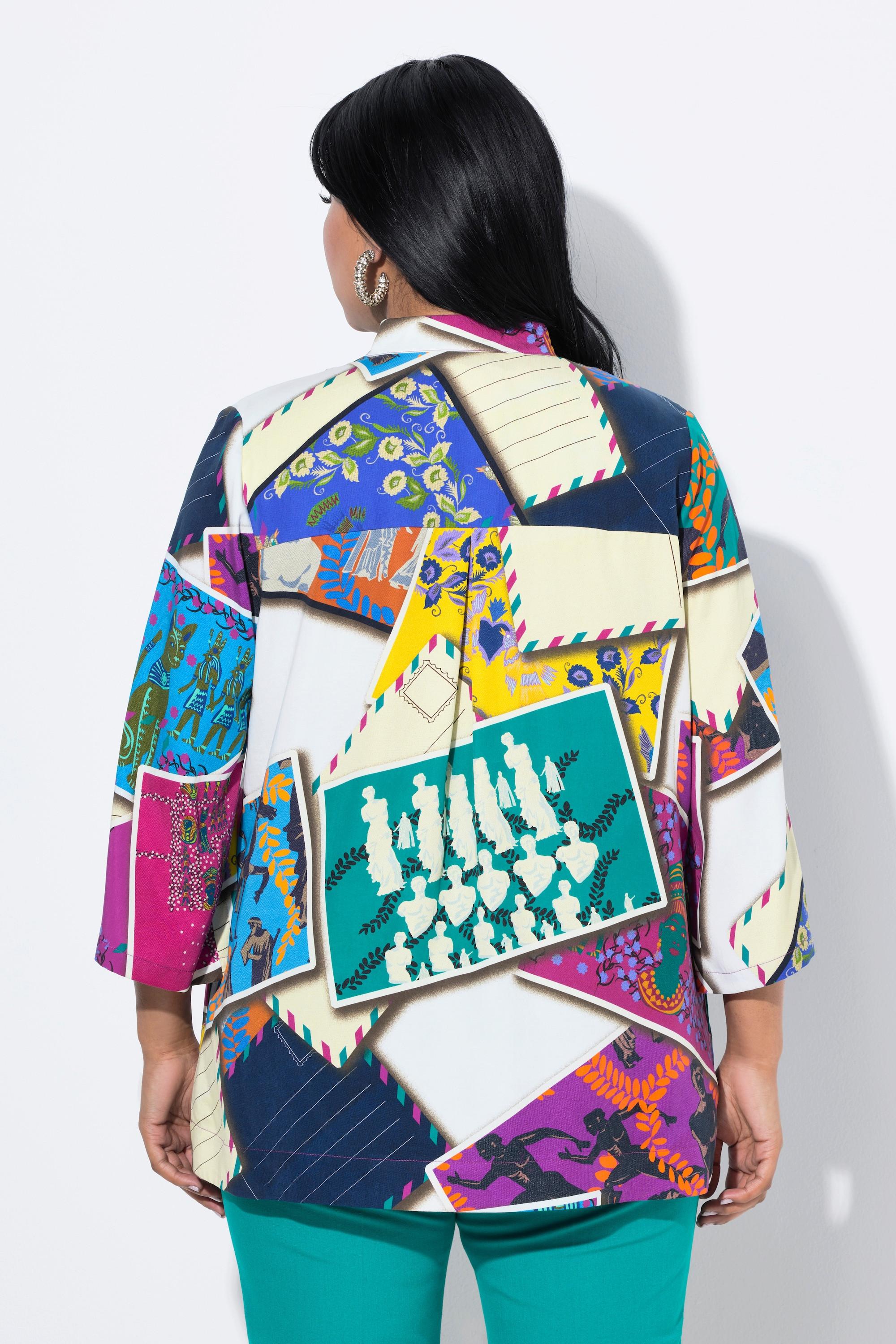 Ulla Popken Tunique Lyocell Coupe Évasée Col Montant Manches 3/4  