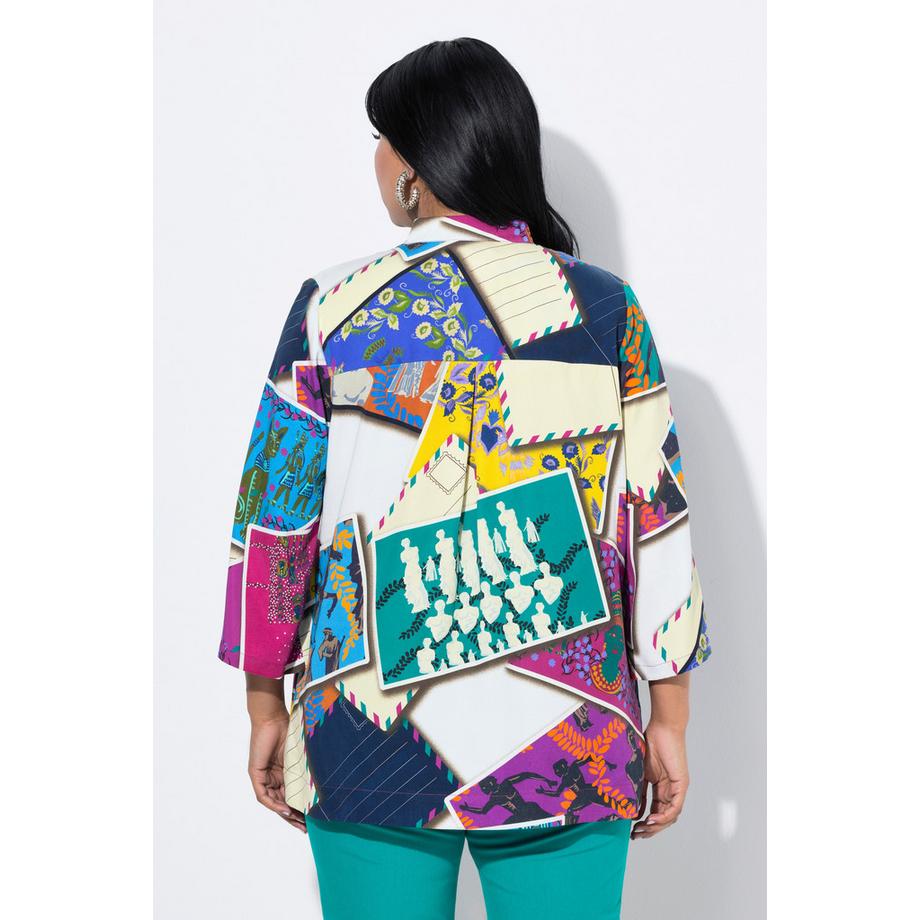 Ulla Popken Lyocell Tunika A-Linie Stehkragen 3/4 Arm  