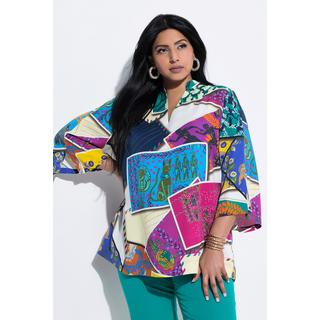 Ulla Popken Tunique Lyocell Coupe Évasée Col Montant Manches 3/4  