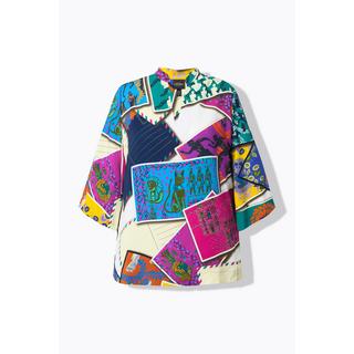 Ulla Popken Tunique Lyocell Coupe Évasée Col Montant Manches 3/4  