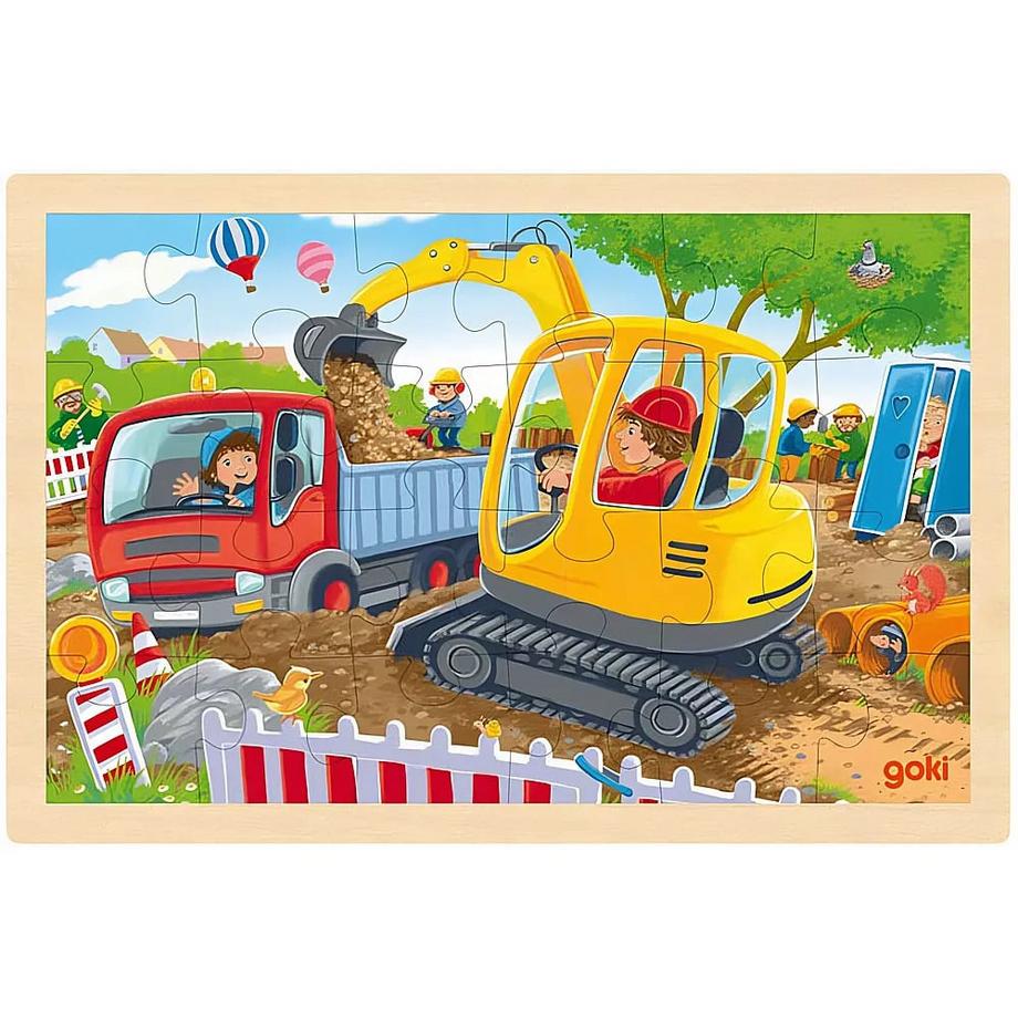 goki  Puzzle Einlegepuzzle Bagger (24Teile) 