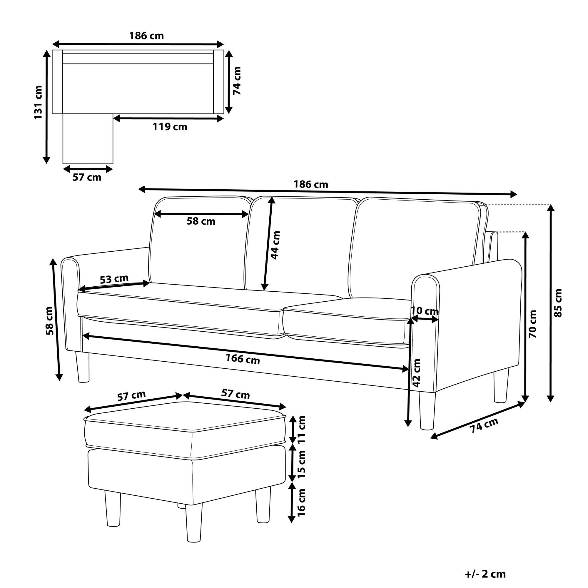 Beliani 3 Sitzer Sofa aus Polyester Industriell AVESTA  