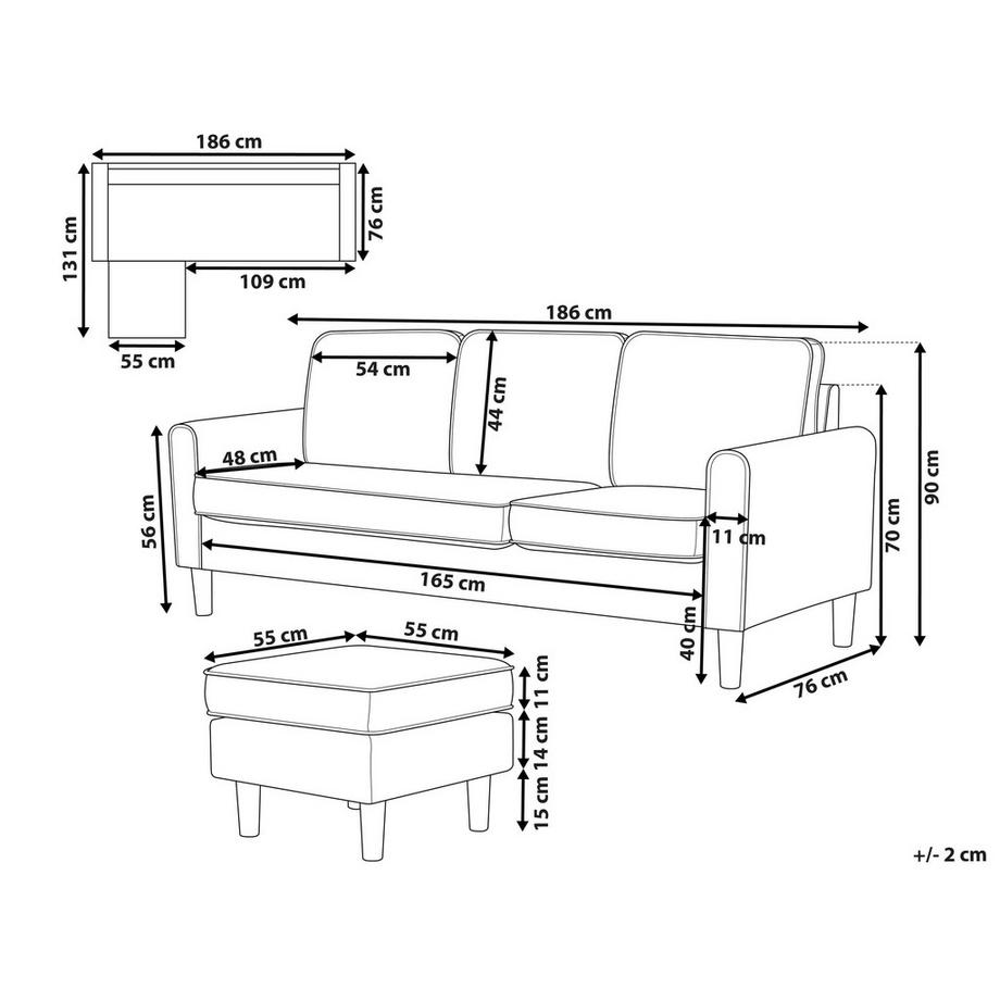 Beliani 3 Sitzer Sofa aus Stoff  AVESTA  