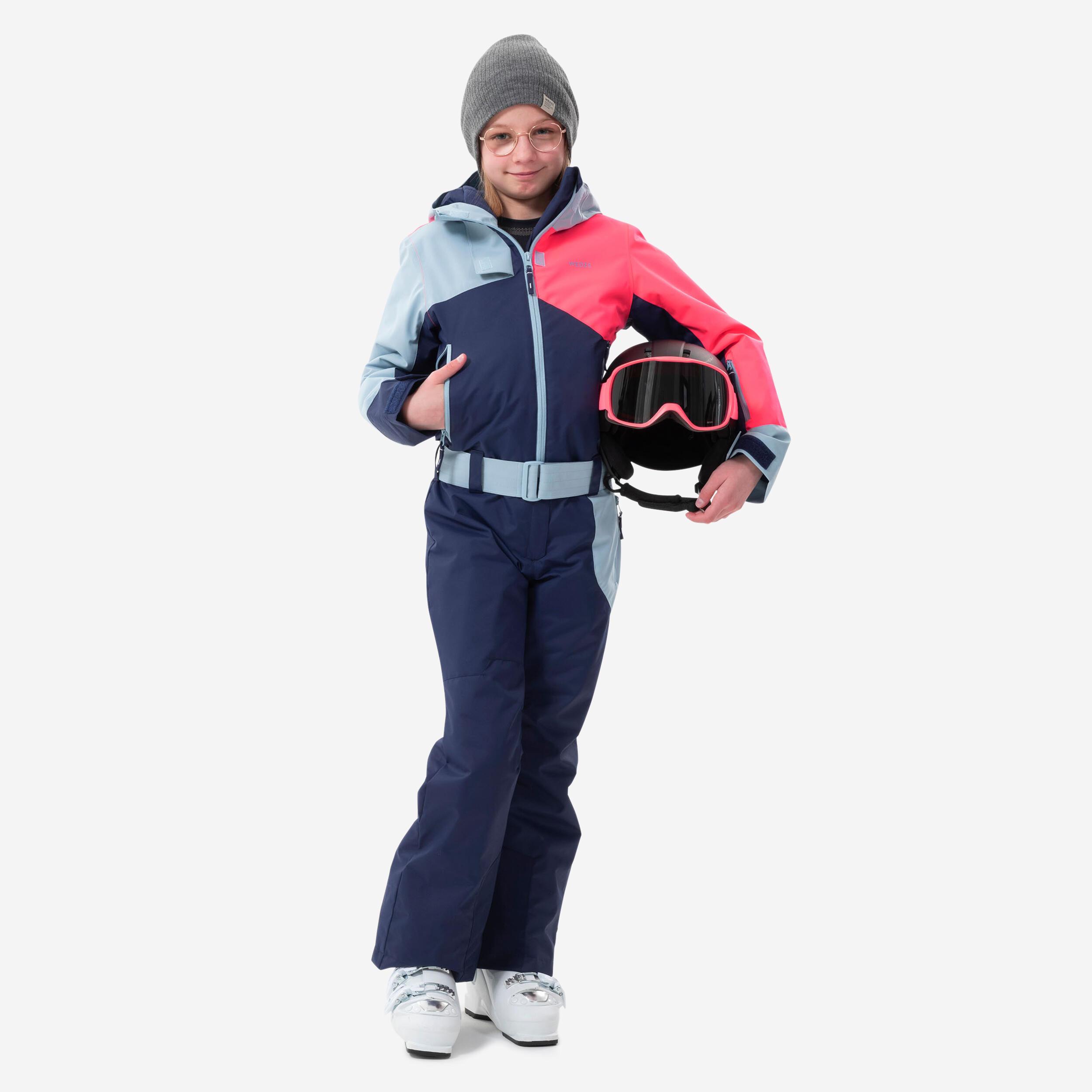 Image of Skianzug - Schneeanzug 500 Kinder Rosa/ Unisex Mittelblau 8A
