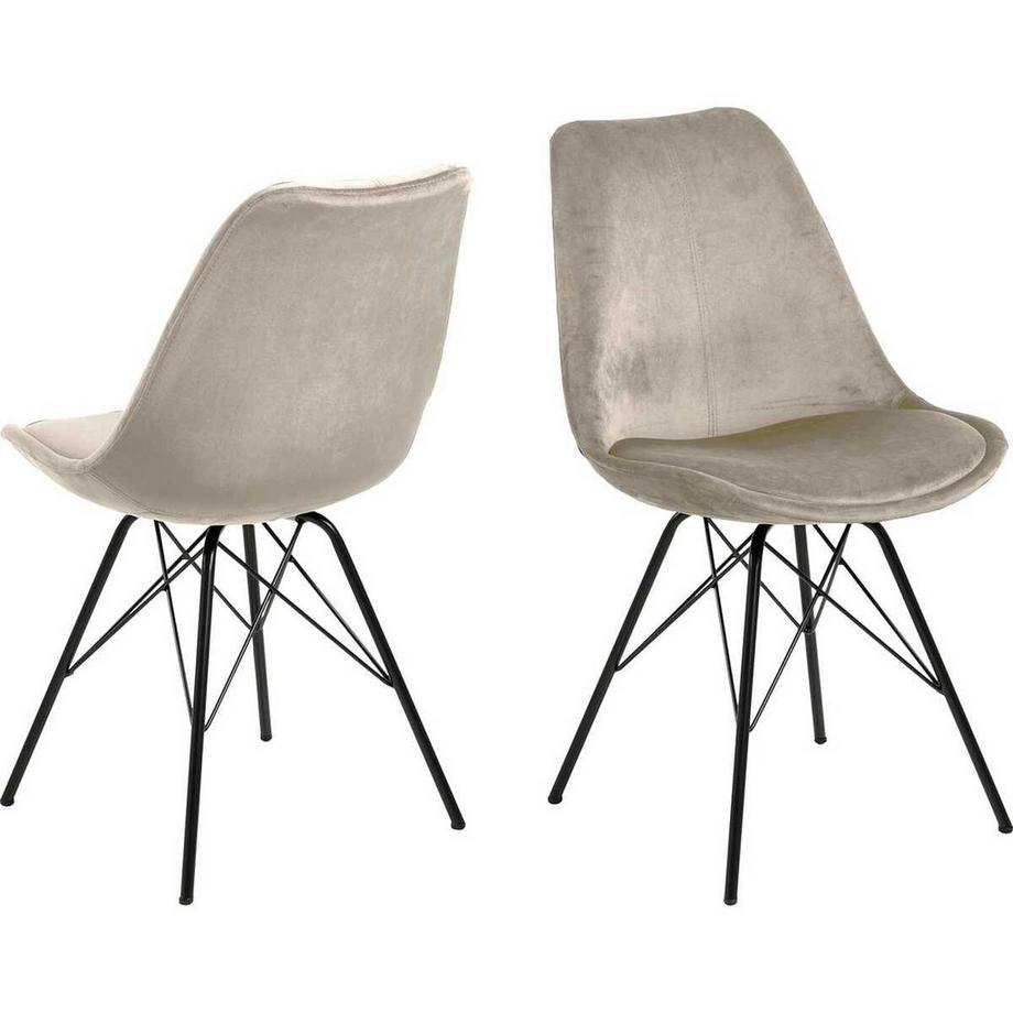 Esszimmerstuhl Giada Retro VIC Stoff Sandfarben Schwarz