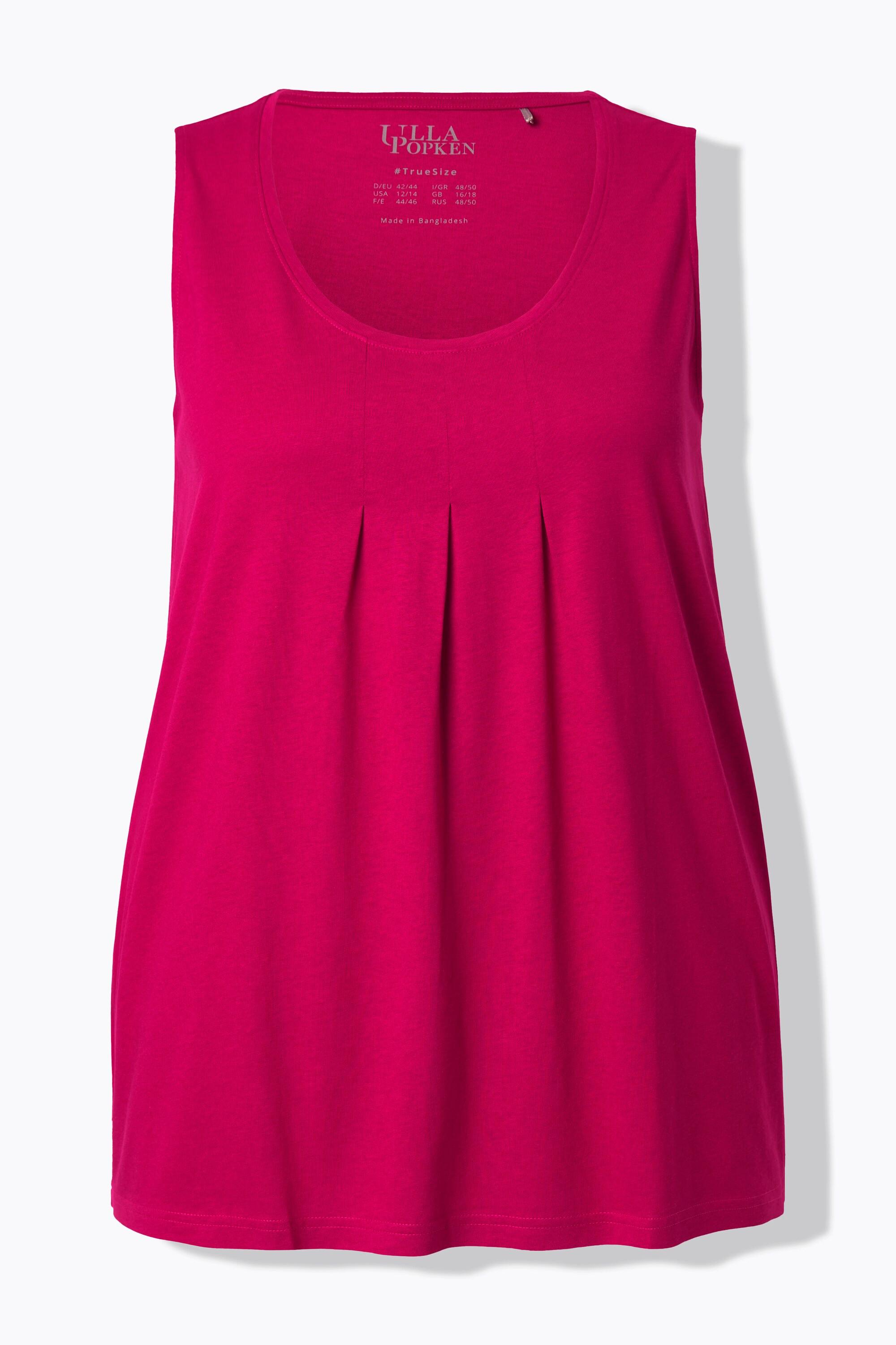 Ulla Popken A-Linie Ärmelloses Rundhals Top mit Zierfalten  