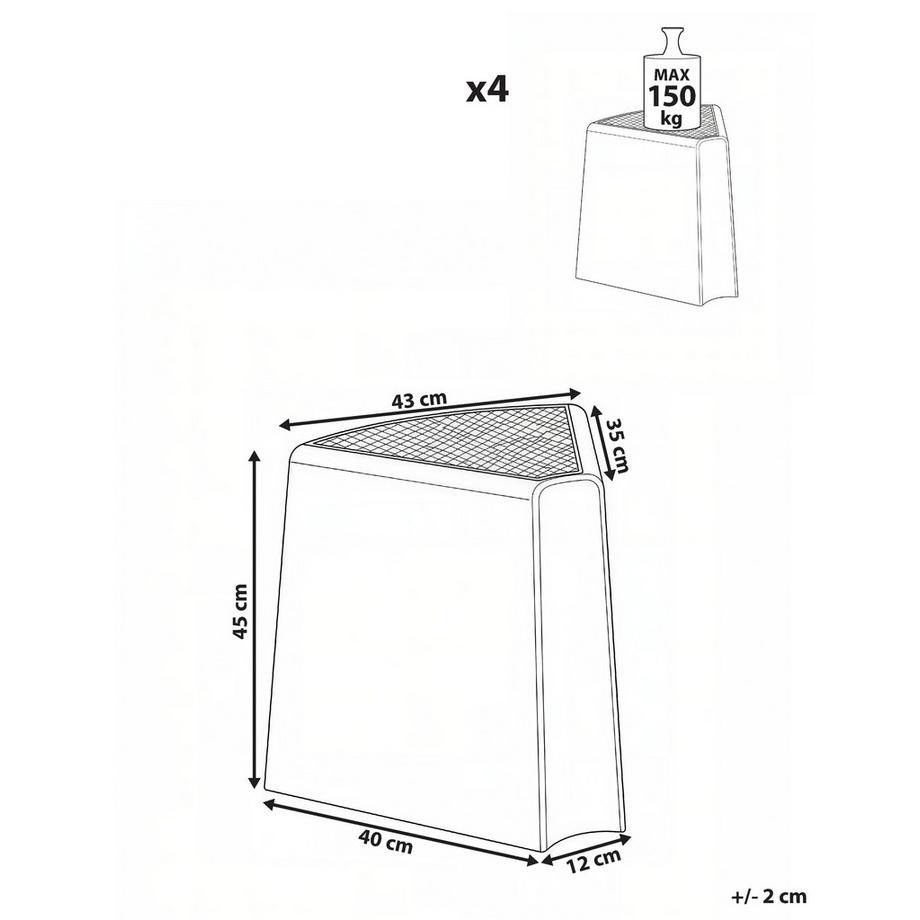 Beliani Set di 4 sgabelli da giardino en ABS (materiale sintetico resistente) Minimalista EVROS  