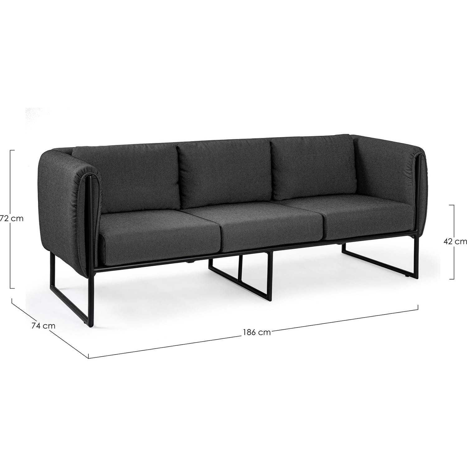 mutoni Gartensofa 3-Sitzer Pixel anthrazit  