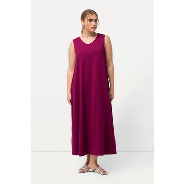 Jersey-Maxikleid, A-Linie, V-Ausschnitt, ärmellos