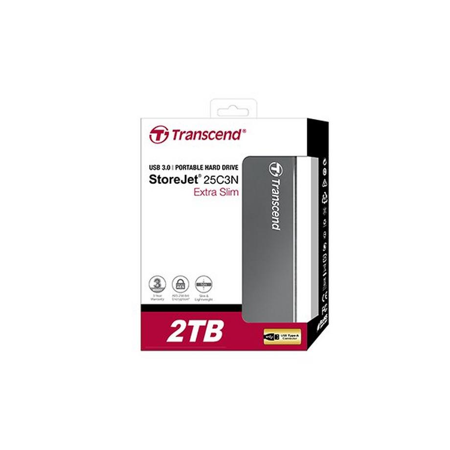 Transcend  StoreJet 25C3 Externe Festplatte 2 TB Grau 
