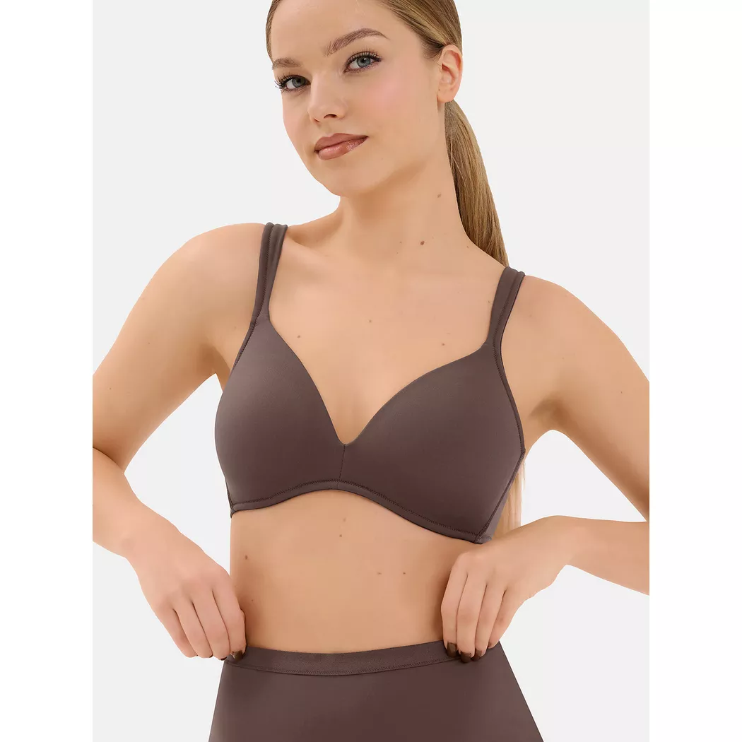 Lisca - Tief ausgeschnittener vorgeformter BH ohne Bügel Maya, für Damen, Erdbraun, Größe 75B