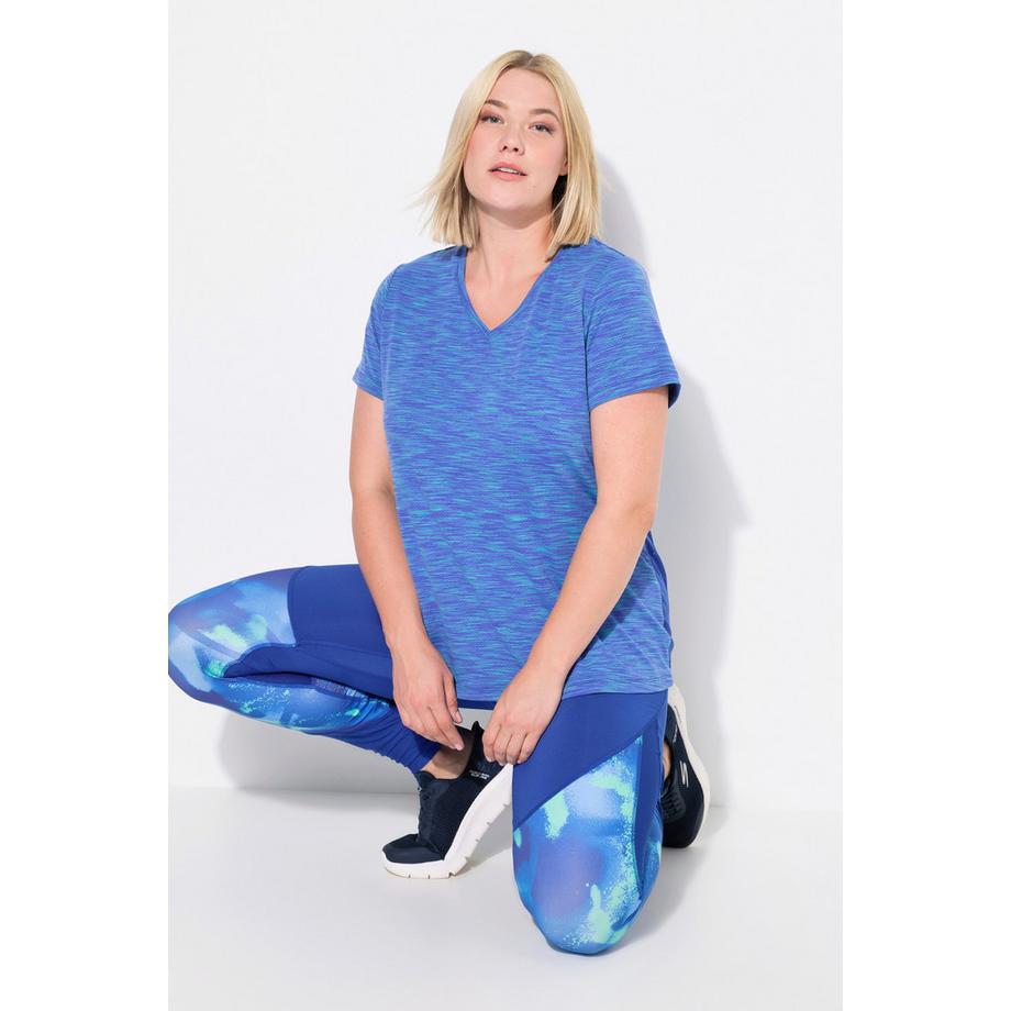 Ulla Popken Maglia tecnica Dettagli riflettenti Scollo a V Mezza manica  