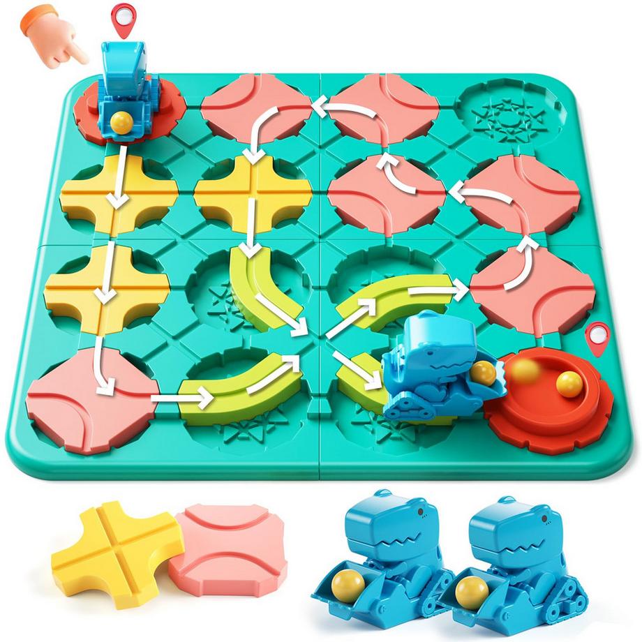 Activity-board  Logisches Labyrinth Brettspiele, logisches Puzzle Road Builder Kinderspiel mit LKW Spielzeug, Familienspie 